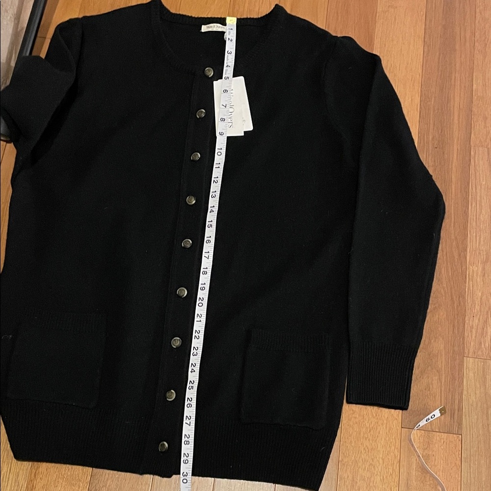 Woolovers Black Knit Button-Front Cardigan. Wool. - Picture 6 of 7